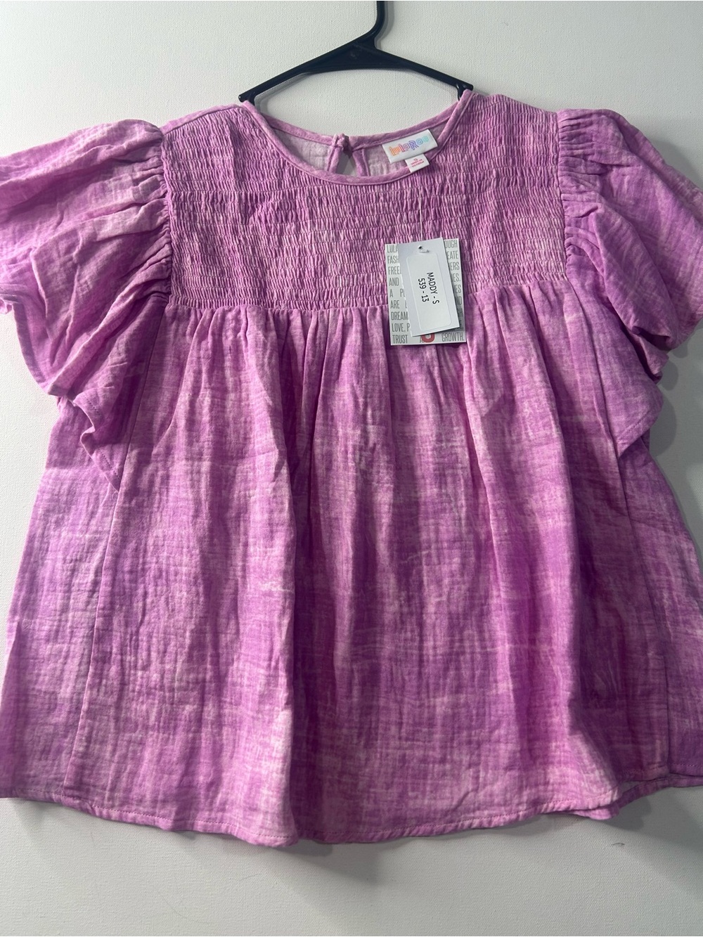 NWT Lularoe Small Maddy Pink Flutter Short Sleeve Top
